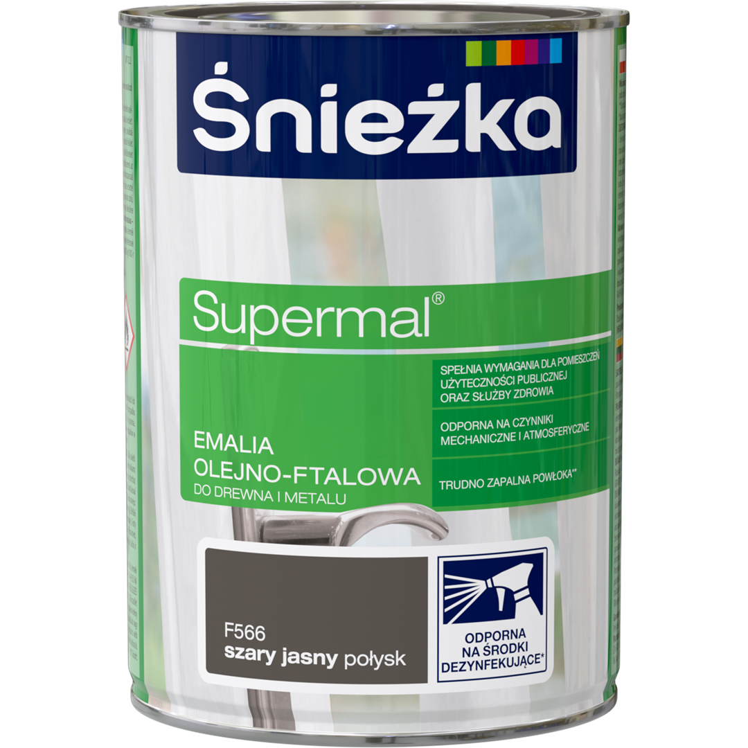 ŚNIEŻKA SUPERMAL EMALIA OLEJNA SZARA J. 0,8L F566*