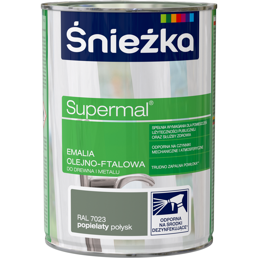 ŚNIEŻKA SUPERMAL EMALIA OLEJNA POPIEL7023 0,8L MAT