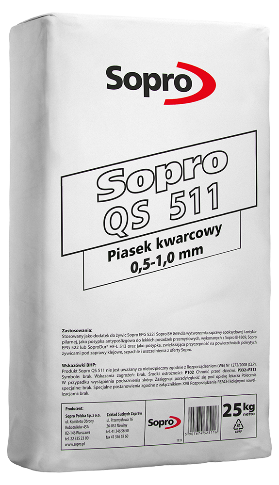 SOPRO PIASEK KWARCOWY QS 511 0,5-1,0 MM OP.25KG
