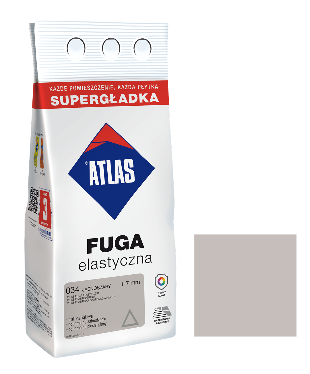 ATLAS FUGA ELASTYCZNA 034 JASNOSZARY 3KG