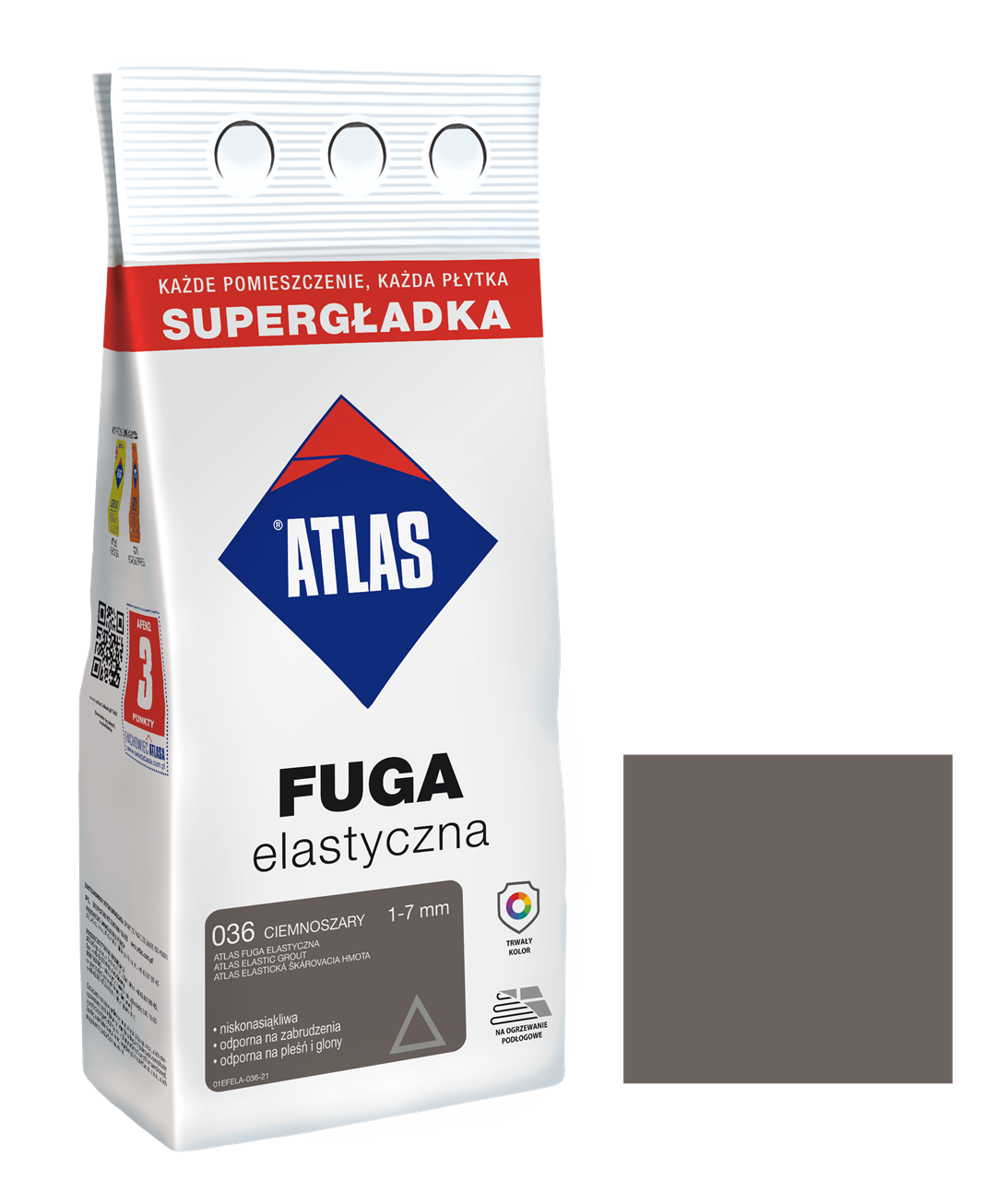 ATLAS FUGA ELASTYCZNA 036 CIEMNOSZARY 3KG