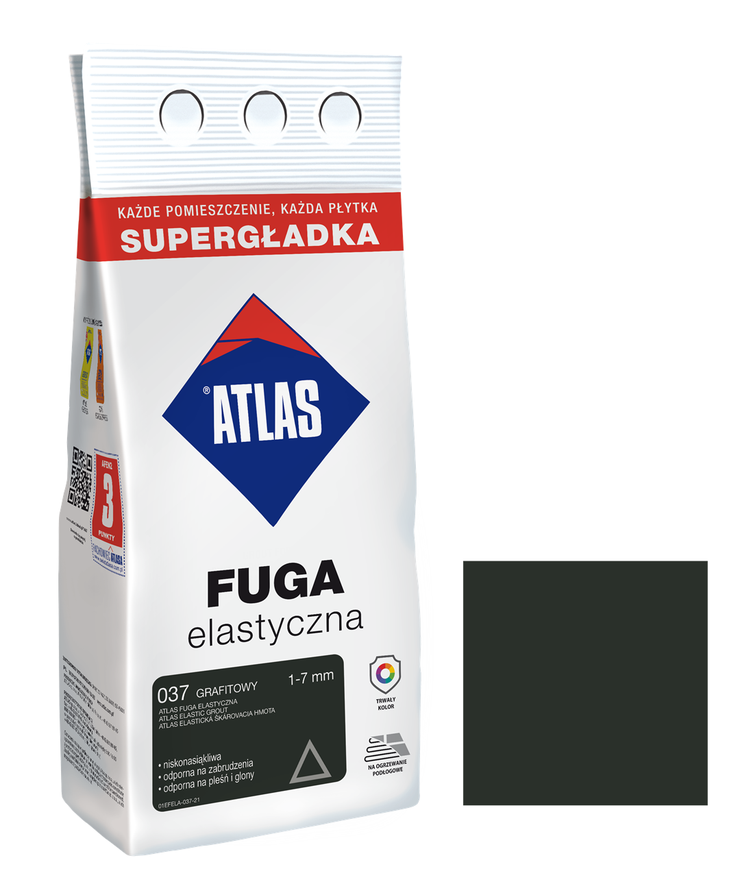 ATLAS FUGA ELASTYCZNA 037 GRAFITOWY  3KG