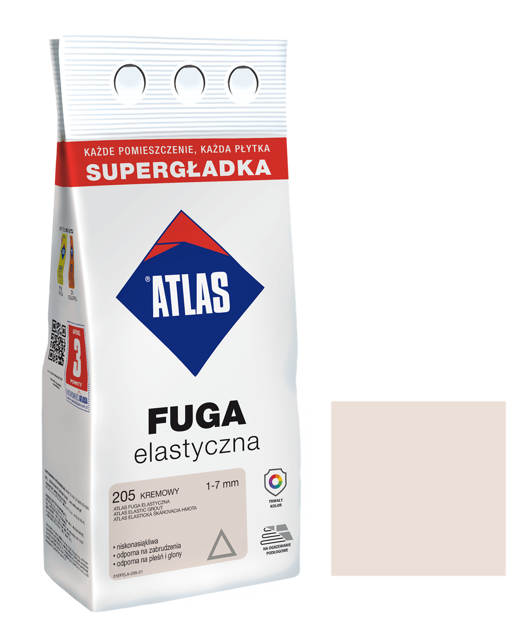 ATLAS FUGA ELASTYCZNA 205 KREMOWY 3KG