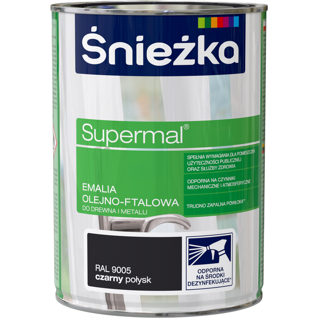 ŚNIEŻKA SUPERMAL EMALIA OLEJNA CZARNA 0,8L MAT