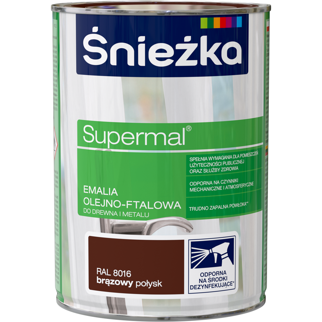 ŚNIEŻKA SUPERMAL EMALIA OLEJNA BRĄZ 8016 0,8L poł